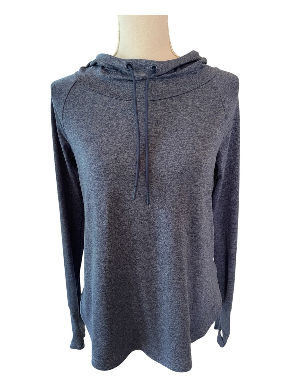 Athleta Hooded Blue Long Sleeved Tech Shirt.  Size XS